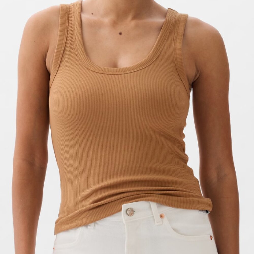 GAP‎ Factory Women's Ribbed Scoopneck Tank Top, Holiday Brown, XL, EUC